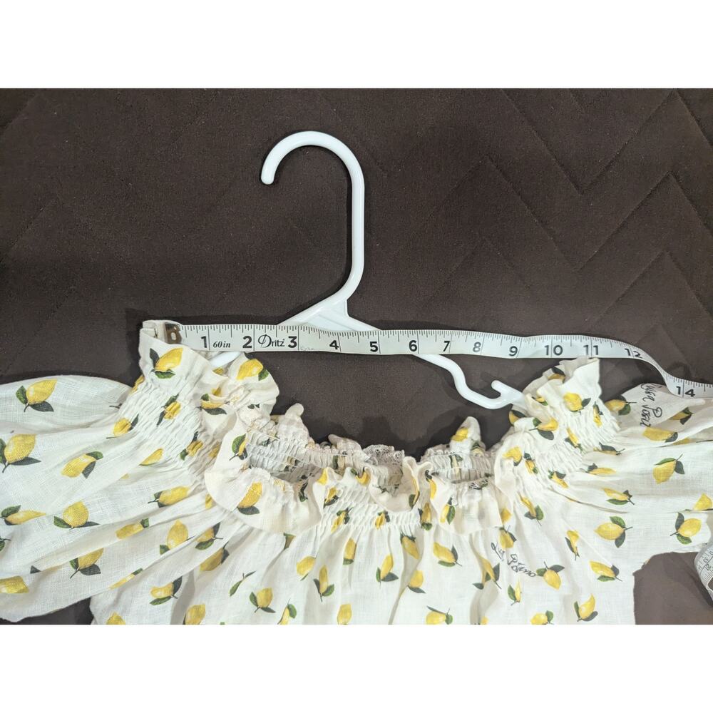 Juniors Louisa Positano cropped white linen top w/lemoncello lemon print size XS - Picture 8 of 10